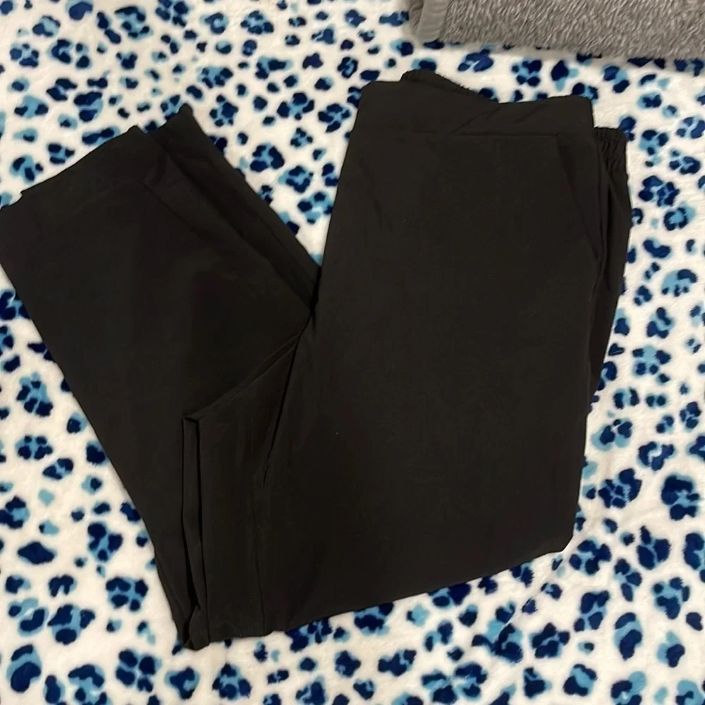 calvin klein black dress pants CALVIN KLEIN Black Dress Pants Stretch Flat Front Slim Fit Signature Chino  30